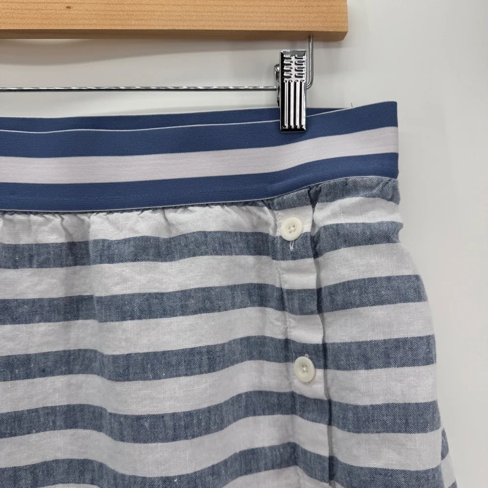J. Jill Love Linen Womens Sz M Blue & White Striped Maxi Skirt Coastal Nautical